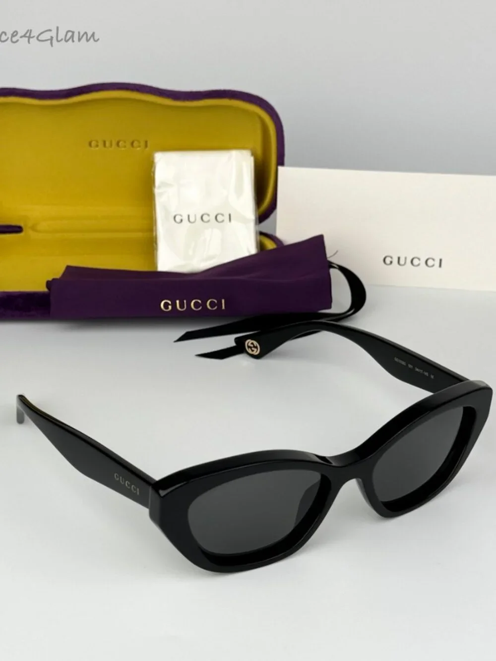 Gucci Women Sunglasses Black Grey Cat Eye GG1638S 001 NEW AUTHENTIC - Picture 12 of 13